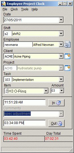 Employee Project Clock