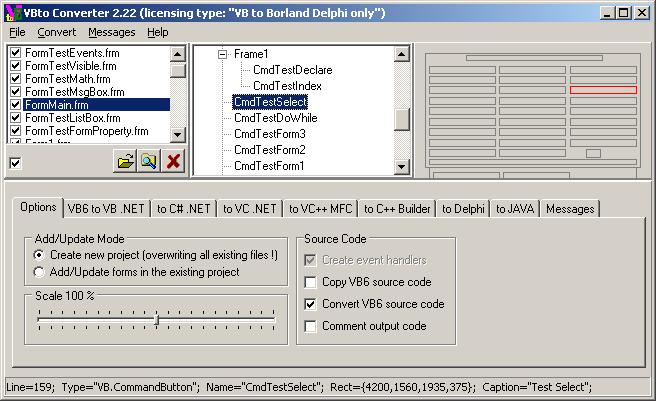 Converter form MS VB to VB.NET, VBNET, CS, C#, cpp, VC++, Builder, Delphi, resource, source code, MFC, dialog, .NET, Borland, fi