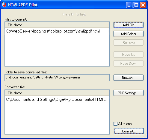 HTML2PDF Pilot
