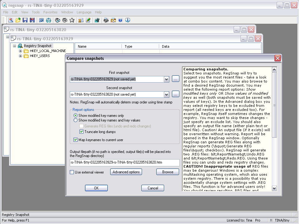 registry change detector track tracking analyzer system registry tracer