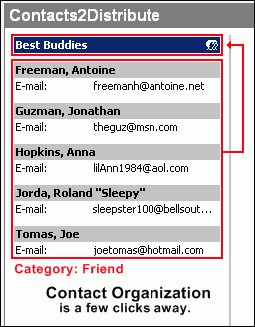 Contacts, Distribution Lists, Categories, Outlook, Microsoft Outlook, Address book, list, bulk mail, bulk list, freeware, softwa
