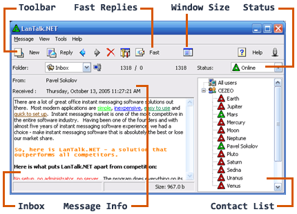 Instant messenger LAN WAN messages exchange communicate
