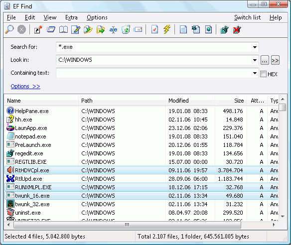 EFSoftware,EFFind,Find,Search,Regular expressions,HEX,7-Zip,7ZIP,ACE,ARC,ARJ,BZIP,BZIP2,CAB,CPIO,GZIP,IMG,ISO9660,LHA,RAR,RPM,SFX,SQX,TAR,TBZ,TGZ,TXZ,XZ,ZIP,Zip64,ZOO