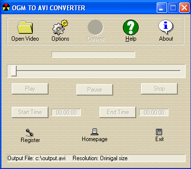 OGM to AVI, OGM to DIVX, OGM to XVID, MP4 to AVI, MPG to AVI, WMV to AVI, ASF to AVI, VCD to AVI, SVCD to AVI, DAT to AVI, OGM C
