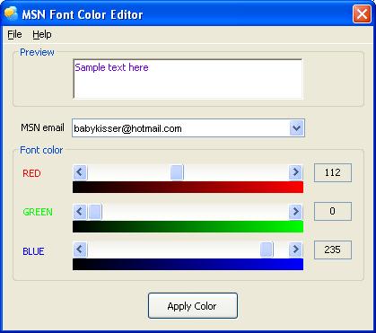 MSN Font Color Editor, MSN Font Color Changer, MSN, FONT, COLOR, CHANGER