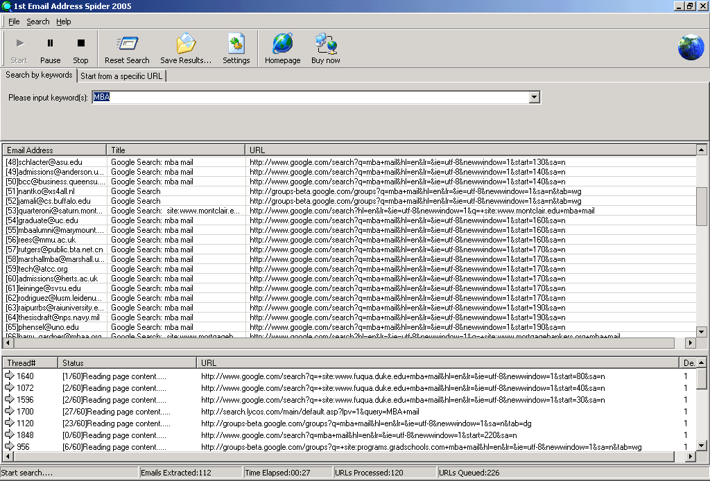 1st Email Address Spider 2006