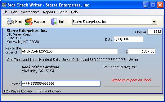 check,checks,checkwriter,check writer,check printer software,Easy,star,starre,starr