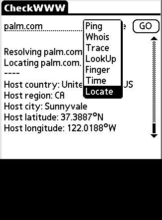 palm ping trace whois finger lookup time sync internet tools checkwww