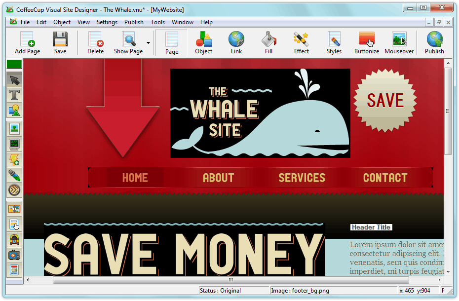 CoffeeCup VisualSite Designer
