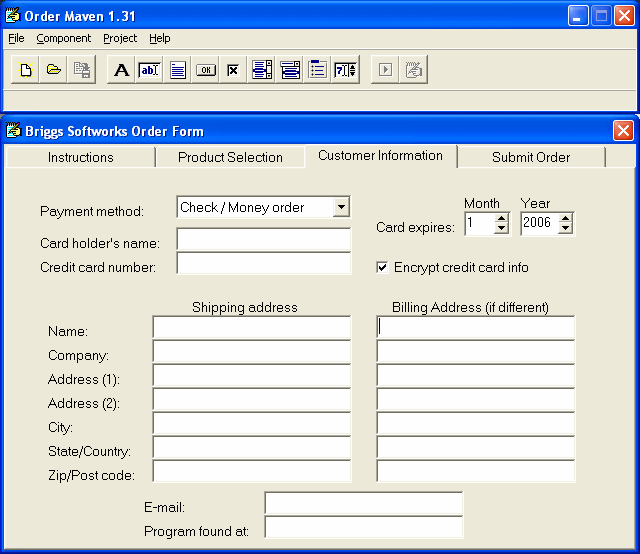 order maven, credit card, e-commerce, encryption, order form