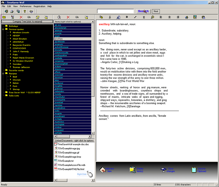 text organizer, document organization, clipboard manager, personal information management, document manager, document management