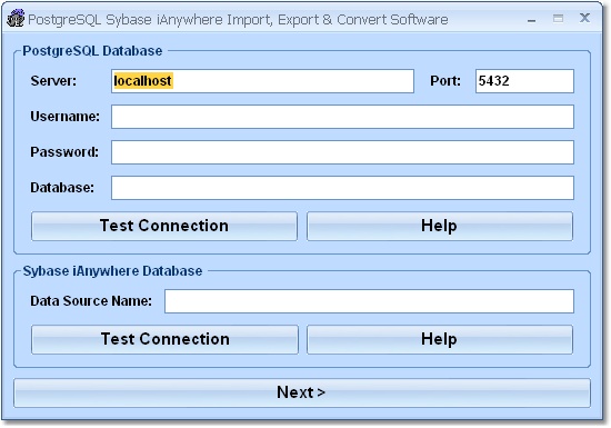 PostgreSQL Sybase Anywhere Import, Export & Conver