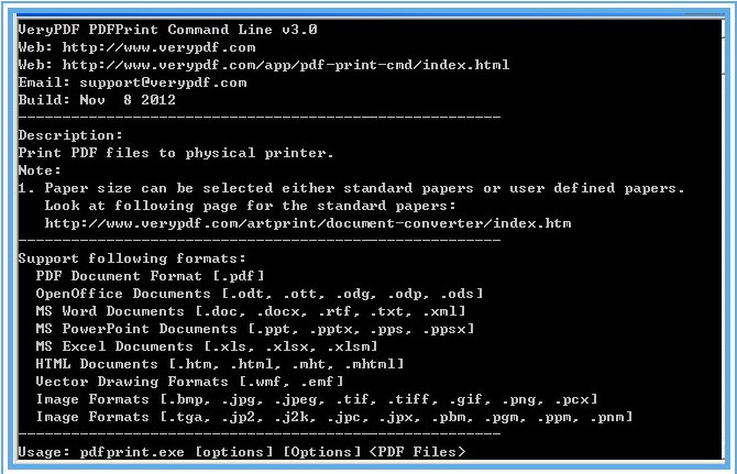VeryPDF PDFPrint Command Line