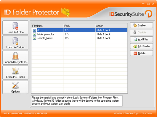 personal data, hide, encrypt, folder, folder hide, folder lock, id folder lock, protect, privacy, internet, clean, erase, shield