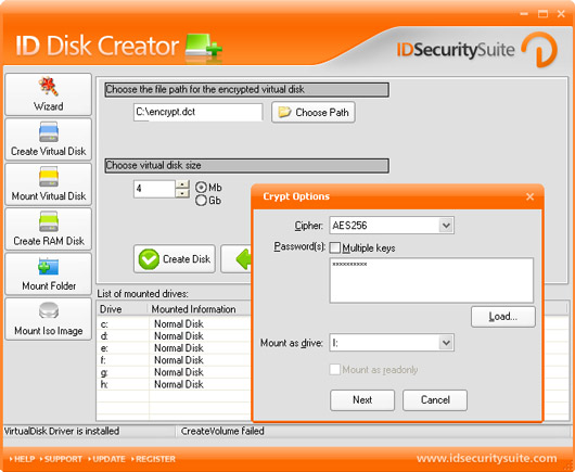virtual disk, mount iso, mount image, ram disk, id disk creator, protect, privacy, internet, clean, erase, shield, spyware, anti