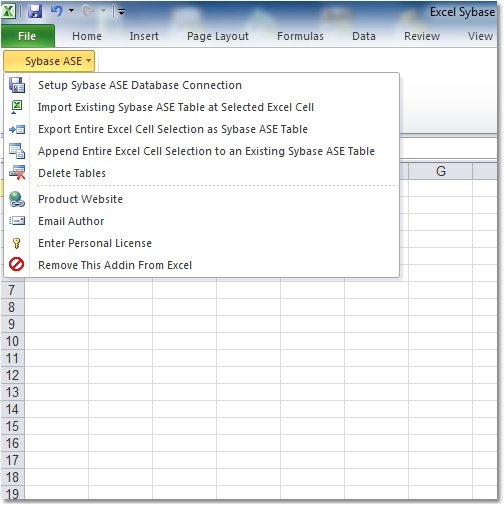 Excel Sybase ASE Import, Export & Convert Software