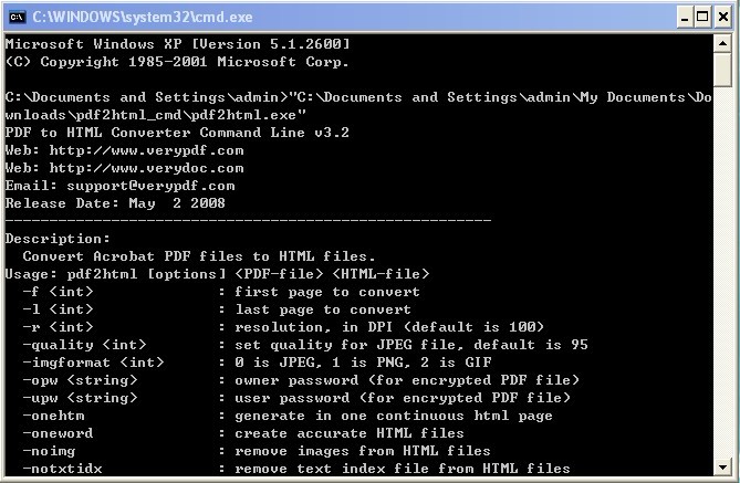 PDF to HTML Converter Command Line