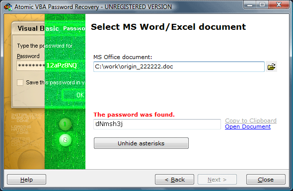 Atomic VBA Password Recovery