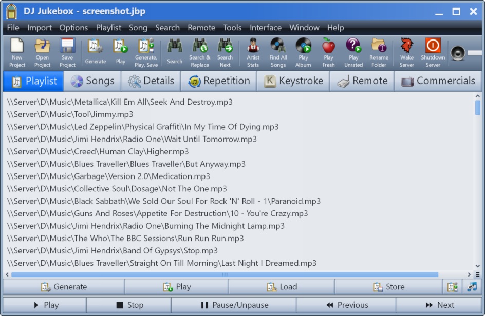 mp3,m3u,playlist,generator,manager,media,winamp,commercials,remote control