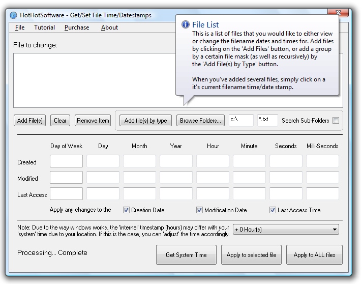 File Date changer to change the created, modified 