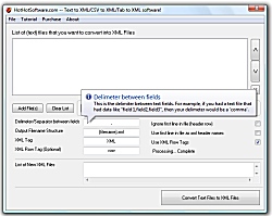 Text to xml, tab to xml, csv to xml software to co