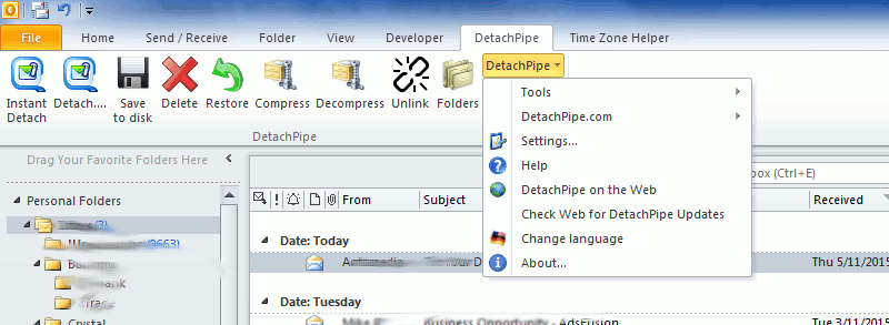 DetachPipe for Outlook