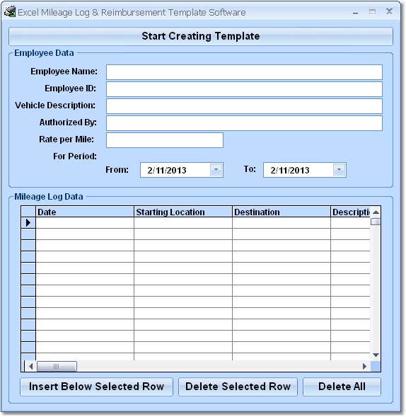 Excel Mileage Log & Reimbursement Template Softwar