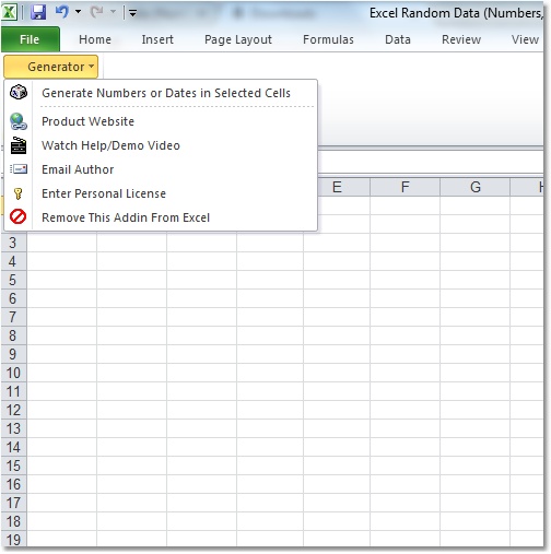 Excel Random Number or Date Generator Software