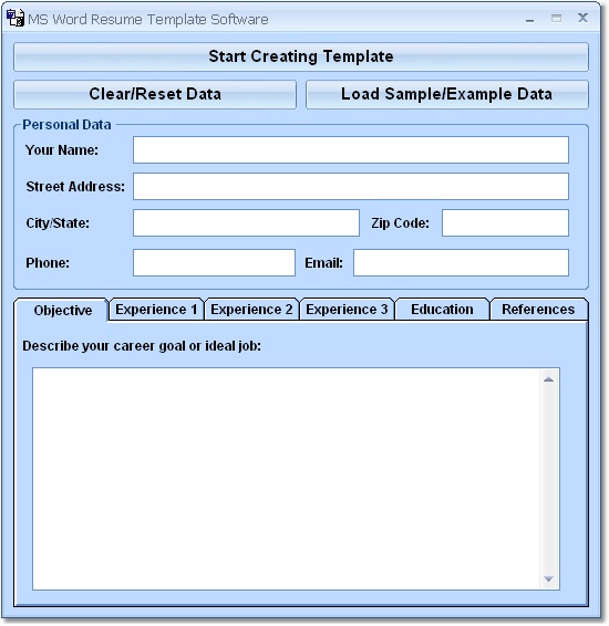 MS Word Resume Template Software