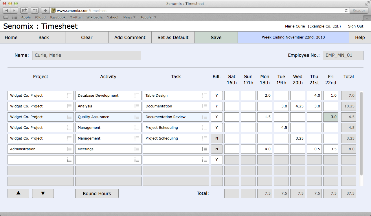 Senomix Timesheets (for Mac OS X)