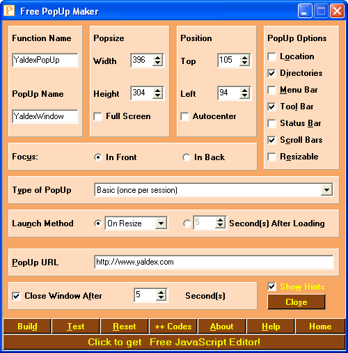 Free PopUp Maker 5.1