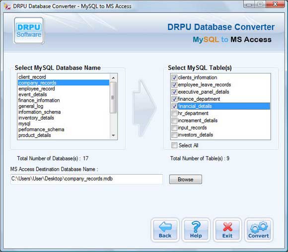 MySQL to MS Access Database Converter