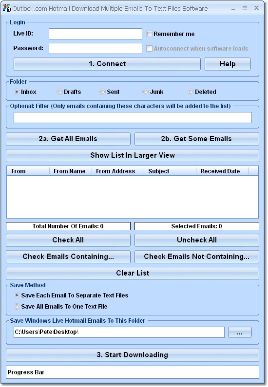 Windows Live Hotmail Download Multiple Emails To T