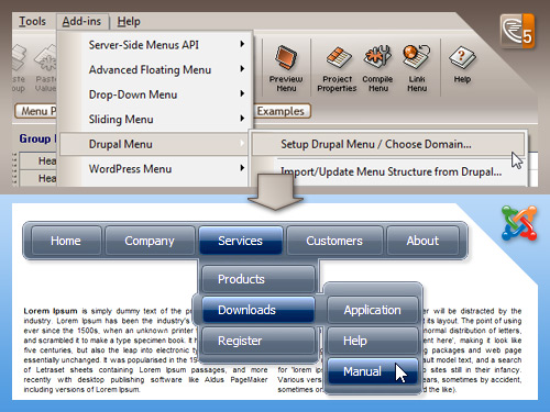 AllWebMenus Joomla Menu Addin