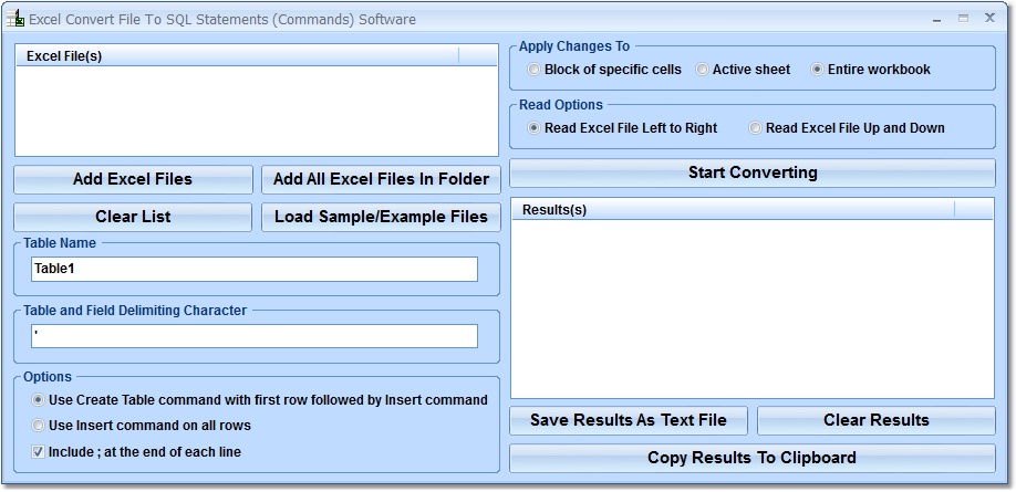 Excel Convert File To SQL Statements (Commands) So
