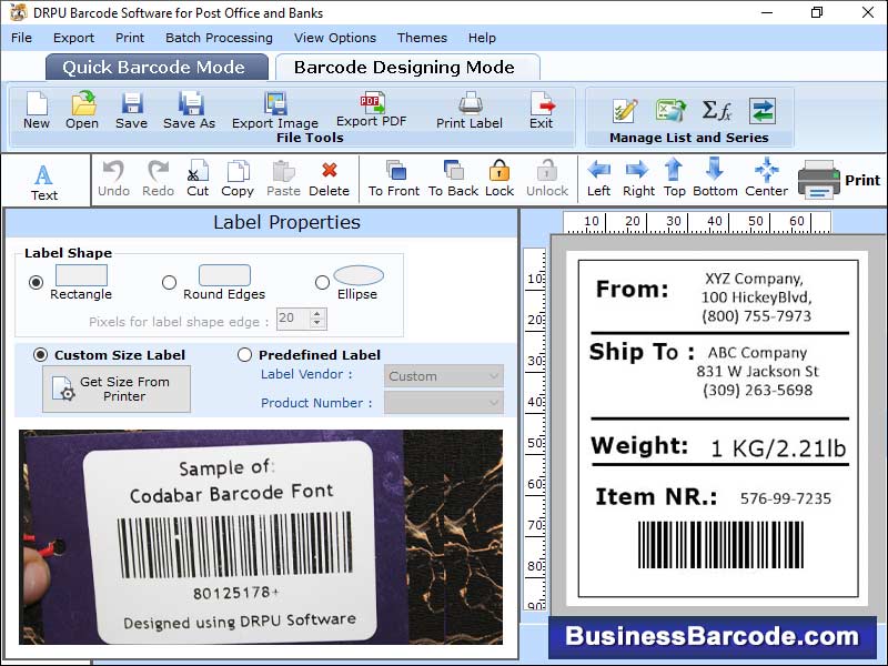 Barcode maker tool, barcode stickers for banking, generate business logos, label creator tool, Windows labeling tool, develop product stickers, design postal coupons, generate printable stickers, logo creator tool, design business tags
