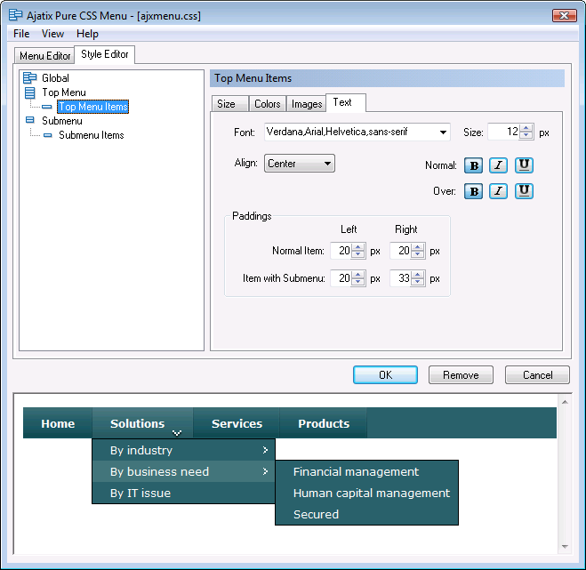 Pure CSS Menu Dreamweaver Extension