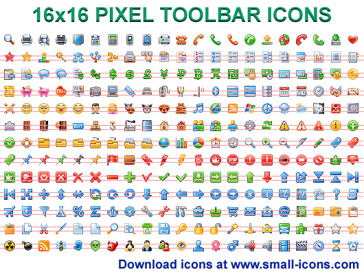 16x16 Pixel Toolbar Icons