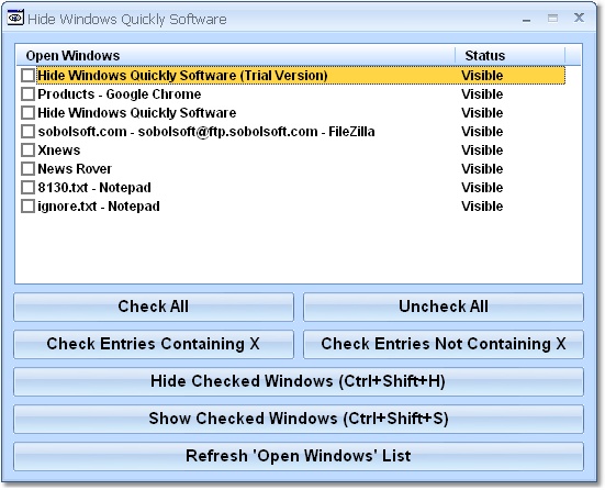 Hide All Open Windows Software