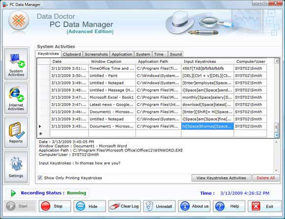 Computer Monitor Keylogger Software
