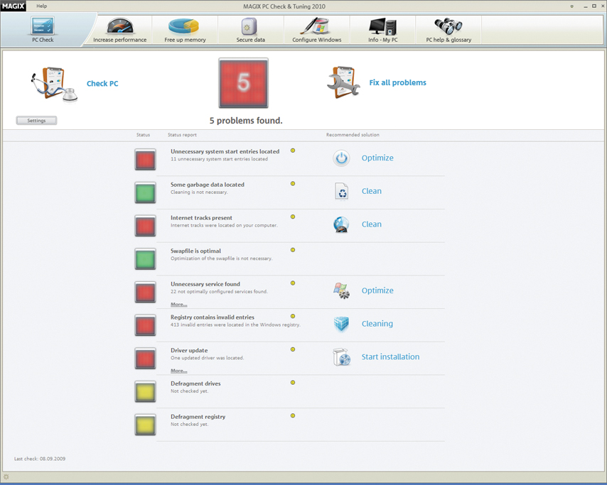 MAGIX PC Check and Tuning
