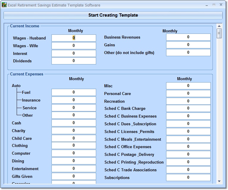 Excel Retirement Savings Estimate Template Softwar
