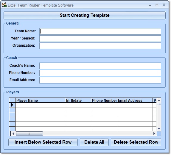 Excel Team Roster Software