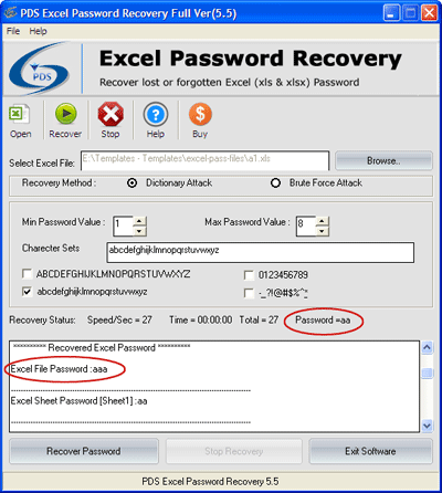 Excel Spreadsheet Password Recovery