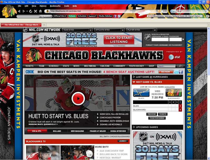 NHL Chicago Blackhawks Hockey Firefox Theme