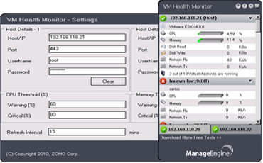 ManageEngine VM Health Monitor