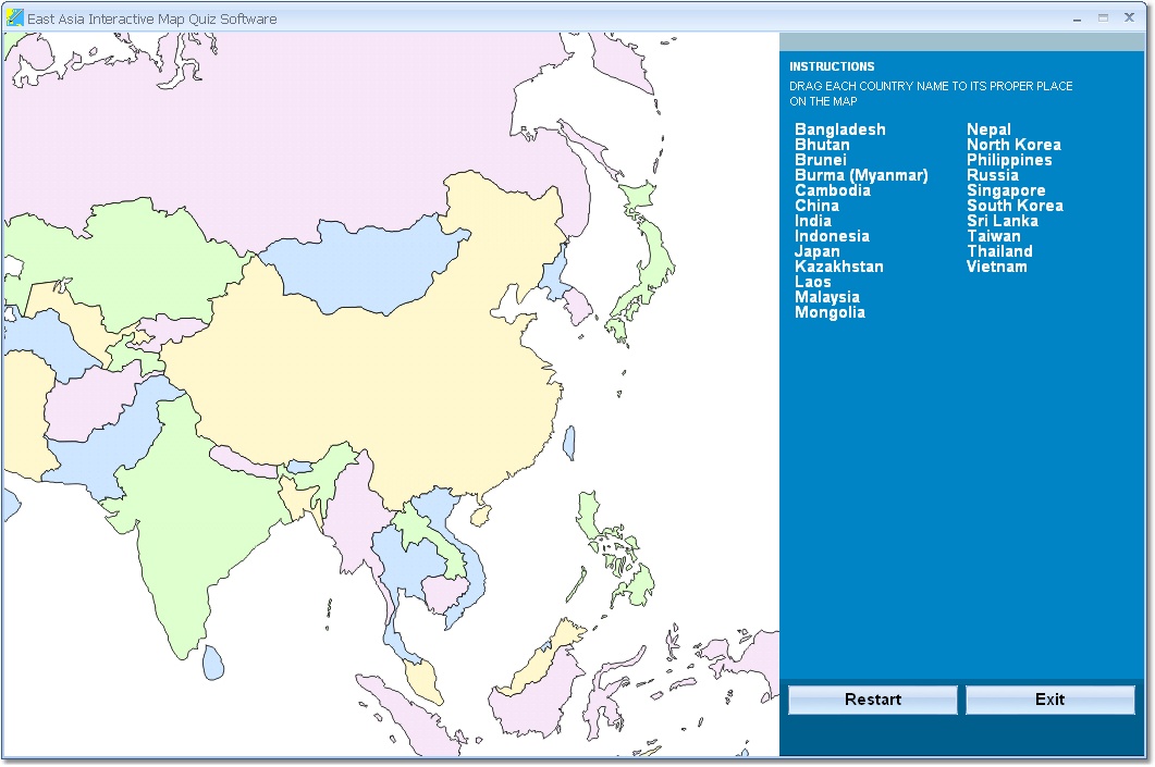 East Asia Interactive Map Quiz Software