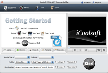 iCoolsoft DVD to MOV Converter for Mac