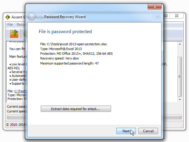 Accent EXCEL Password Recovery