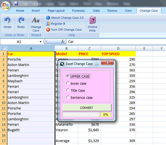 Excel Change Case